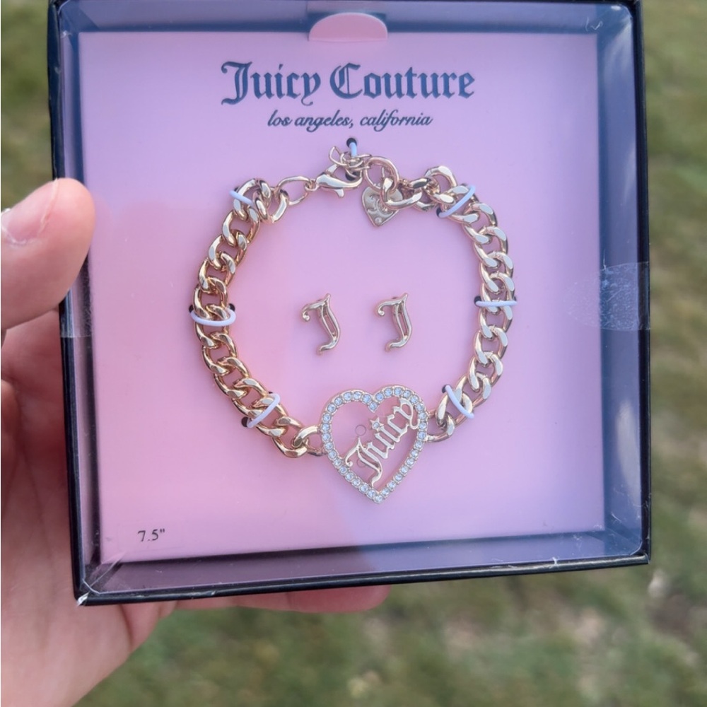 Juicy Couture Gold Bracelet and Earrings Set